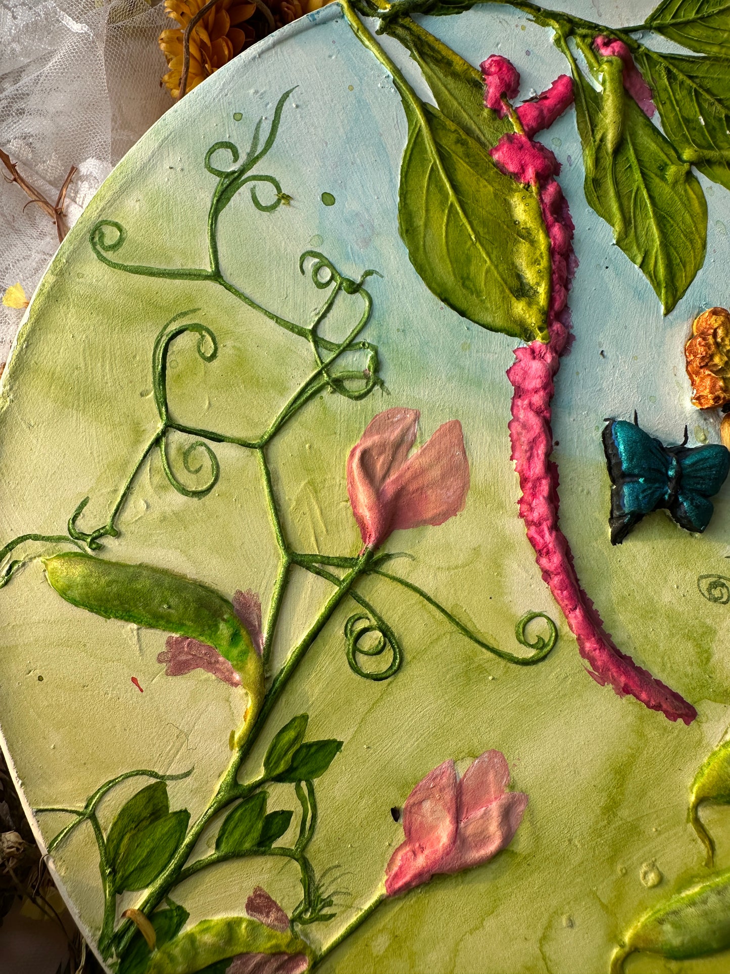Detail shot of flowers with delicate brushwork